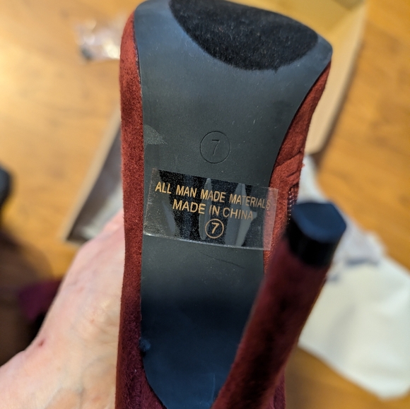 Elegant Burgundy Suede Sexy Gesele_8 Thigh High Boutique Boots - Picture 15 of 17